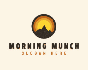 Rustic Mountain Sunset Badge logo design