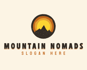 Rustic Mountain Sunset Badge logo design