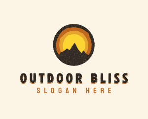 Rustic Mountain Sunset Badge logo design