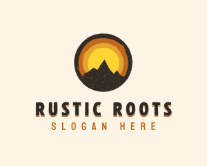 Rustic Mountain Sunset Badge logo design