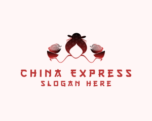 Chinese Noodle Woman logo design