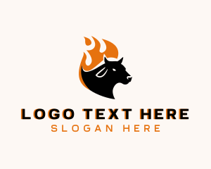 Hot - Flaming Hot Cow logo design