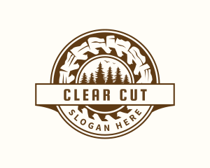 Wood Cutting Saw logo design