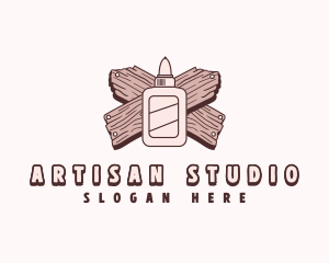 Glue Wood Plank logo design