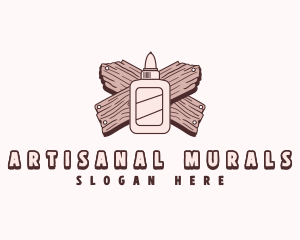 Glue Wood Plank logo design