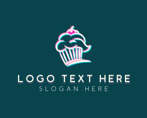 Anaglyph Cupcake Glitch logo