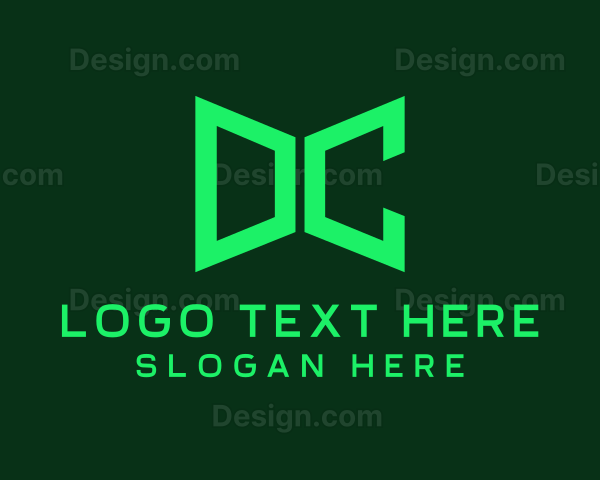 Green Tech Monogram Letter DC Logo