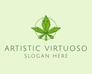 Minimalist Marijuana Leaf  logo design