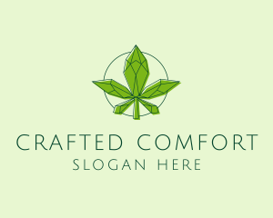 Minimalist Marijuana Leaf  logo design