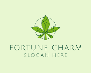 Minimalist Marijuana Leaf  logo design