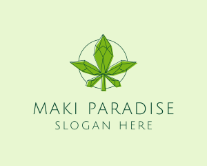 Minimalist Marijuana Leaf  logo design