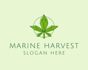 Minimalist Marijuana Leaf  logo design