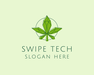 Minimalist Marijuana Leaf  logo design