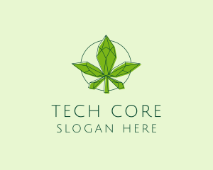 Minimalist Marijuana Leaf  logo design