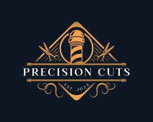 Sleek Grooming Barber Scissors logo design