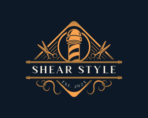 Sleek Grooming Barber Scissors logo design