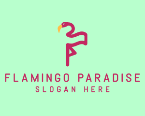 Flamingo Bird Flag logo design