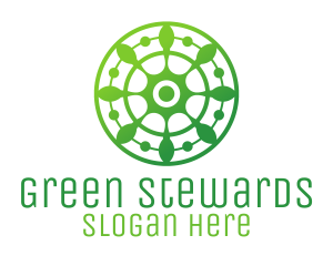 Green Floral Shield logo design