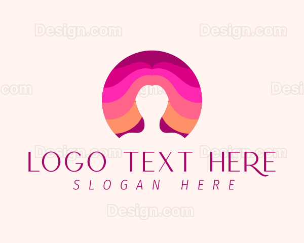 Woman Colorful Hair Logo