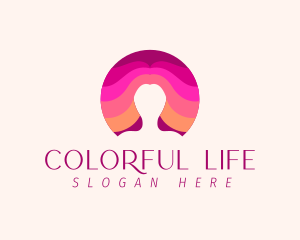 Woman Colorful Hair logo design