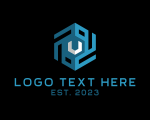 Blue Cube Letter V logo