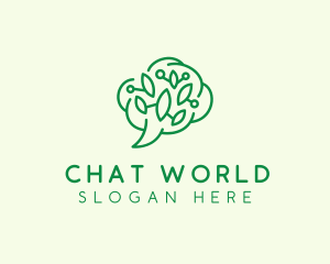 Brain Leaf Chat logo design