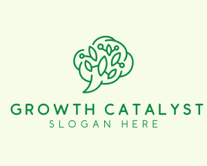 Brain Leaf Chat logo design