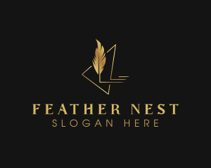 Golden Feather Quill logo design