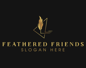 Golden Feather Quill logo design