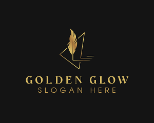 Golden Feather Quill logo design