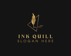 Golden Feather Quill logo design