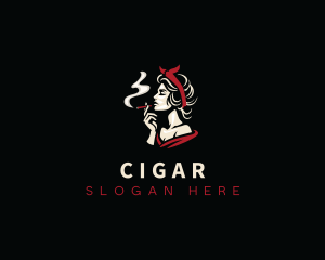 Girl Smoking Cigarette logo design