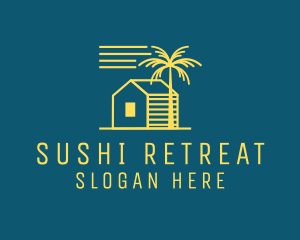 Tropical Beach House Cabin logo design