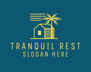 Tropical Beach House Cabin logo design