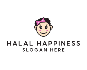 Cute Happy Girl Child logo design