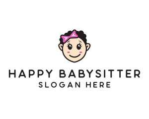 Cute Happy Girl Child logo design