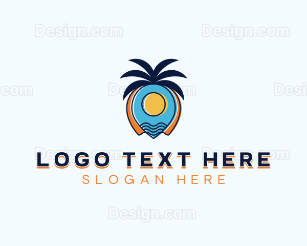 Tropical Fruit Location Pin Logo