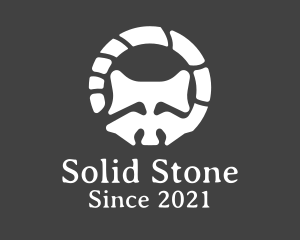 Abstract Raccoon Skeleton Stone logo design