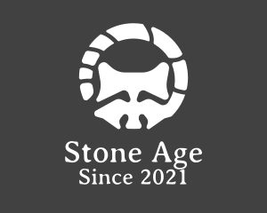 Abstract Raccoon Skeleton Stone logo design