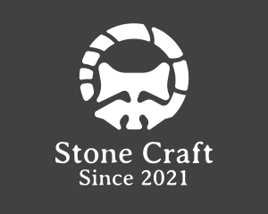 Abstract Raccoon Skeleton Stone logo design