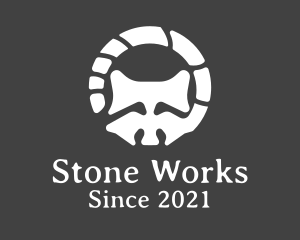 Abstract Raccoon Skeleton Stone logo design