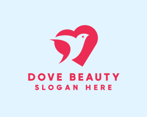 Romantic Pink Dove Heart  logo design