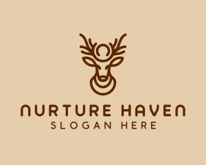 Brown Minimalist Deer logo design