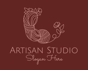 Flower Knitting Yarn logo design