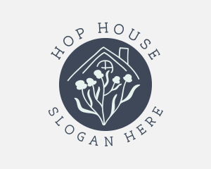 Flower House Roof  logo design