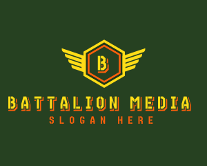 Hexagon Military Stencil logo design