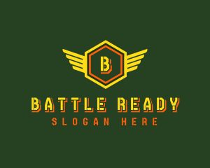 Hexagon Military Stencil logo design