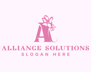 Organic Flower Boutique Letter A logo design