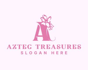 Organic Flower Boutique Letter A logo design