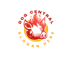 Flaming Pig BBQ Grill logo design